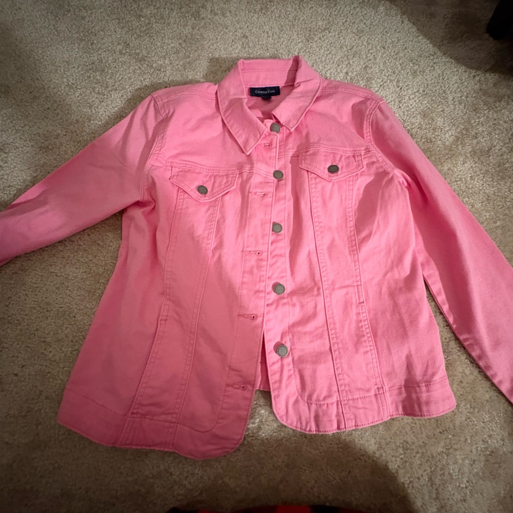 Charter club petite pink jean jacket